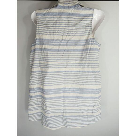 J.Crew Womens Blue & White Stripe Cotton Collared Sleeveless Top Estimated Small - Picture 6 of 9